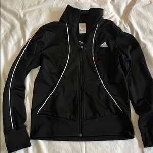 Adidas Women's Black Bomber Jacket with White Accents